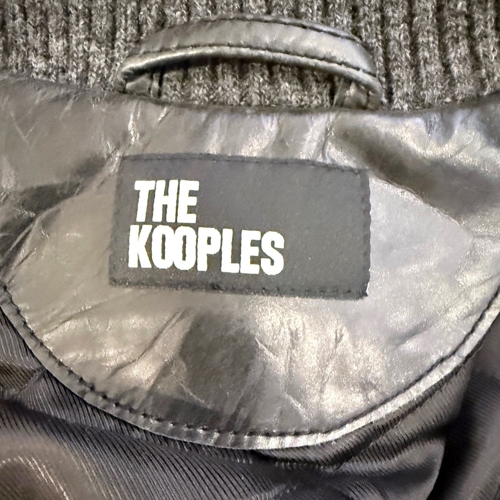 The Kooples Black Distressed Leather‎ Bomber Cropped Jacket Size FR 3 US 8 L - Picture 5 of 13